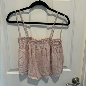 How Very Loved Pale Peach Cropped Linen Tank Size L